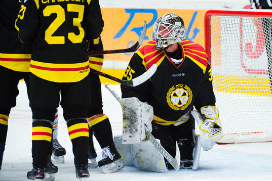 Brynäs målvakt David Rautio deppar