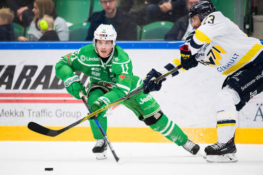 Rögles Bryan Lerg och HV71 Robin Figren