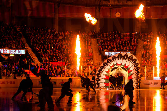 Frölundas intro innan ishockeymatchen i SHL mellan