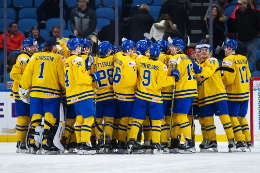 Sveriges spelare jublar