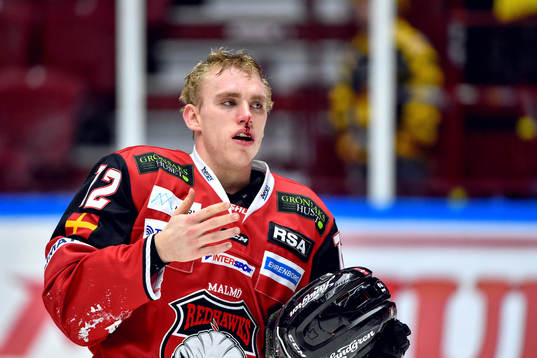Malmö Redhawks Matias Lassen blöder