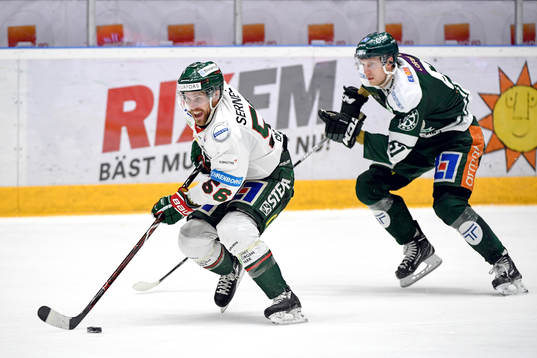 Frölundas Jonathan Sigalet och Färjestads Johan Ryno