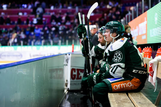 Färjestads Dick Axelsson och Joakim Nygård deppar