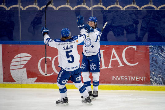 Leksands Filip Johansson och Calle Själin jublar