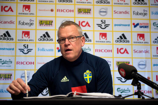 Sveriges förbundskapten Janne Andersson vid en