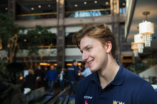 Sveriges Jacob Moverare vid en pressträff