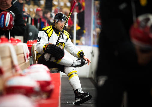 Brynäs Aaron Palushaj före ishockeymatchen i SHL mellan
