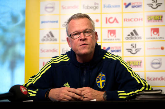 Sveriges förbundskapten Janne Andersson vid en