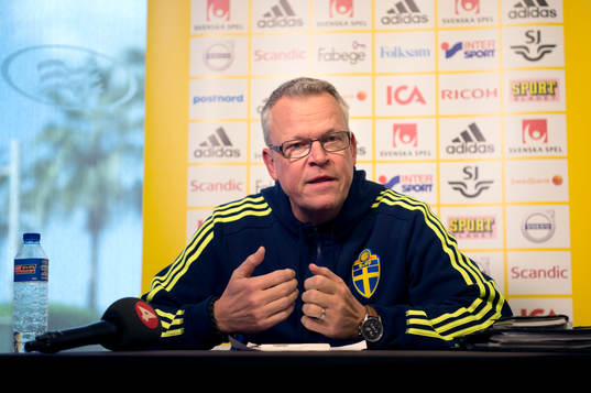 Sveriges förbundskapten Janne Andersson vid en