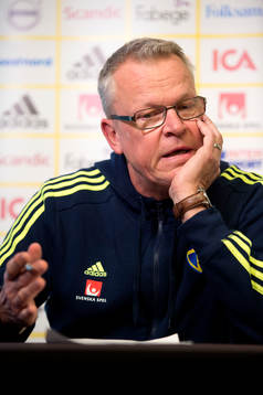 Sveriges förbundskapten Janne Andersson vid en