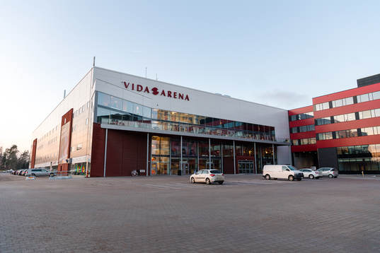 Generell exteriör vy av Vida arena före  ishockeymatchen
