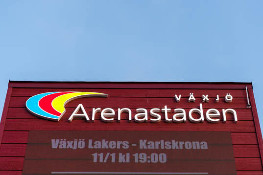 Skylt för Arenastaden före ishockeymatchen i SHL mellan
