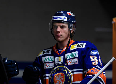 Växjös Joel Persson före värmningen