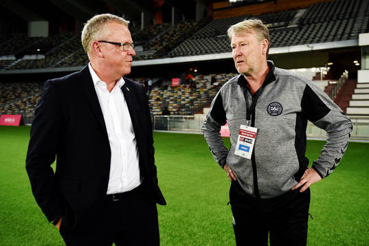 Sveriges förbundskapten Janne Andersson och Danmarks