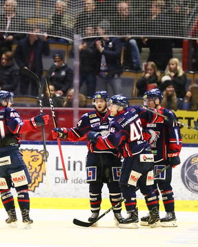 Linköpings Jimmy Andersson jublar med sina lagkamrater