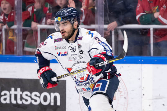 Linköpings Almen Bibic  i ishockeymatchen i SHL mellan