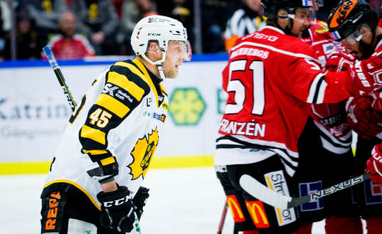 Skellefteås Oscar Möller deppar vid 1-0 målet