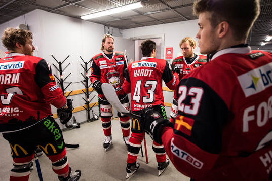 Malmö Redhawks Stefan Warg, Nichlas Hardt och Anton