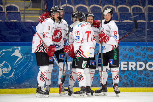 Vita Hästens Alexander Pettersson jublar med lagkamrater