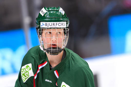 Frölundas Rasmus Dahlin innan ishockeymatchen i SHL mellan