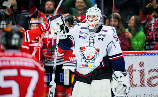 Linköpings målvakt Jonas Gustavsson deppar vid 4-3 målet