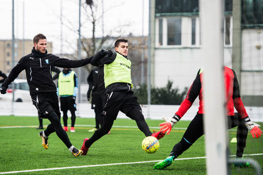 Malmö FFs Lasse Nielsen och Alexander Jeremejeff