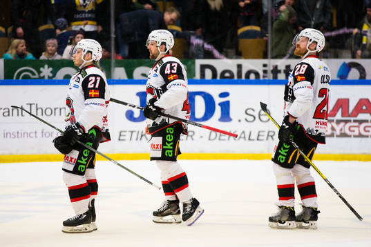 Malmö Redhawks Andy Miele, Nichlas Hardt och Jens Olsson