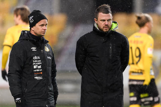 Elfsborgs tränare Tobias Linderoth och manager Jimmy Thelin