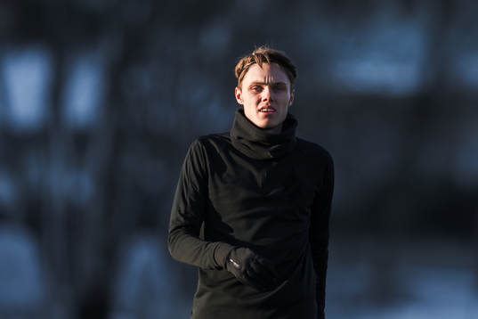 s Albin Linnér  innan träningsmatchen i fotboll mellan