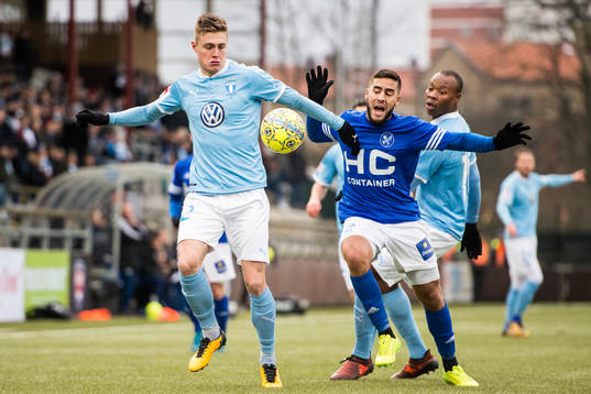 Malmö FFs Mattias Svanberg och Carlos Strandberg mot