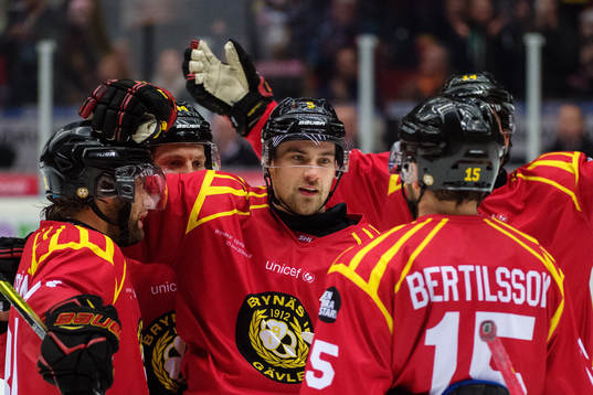 Brynäs Lukas Kilström jublar med lagkamrater