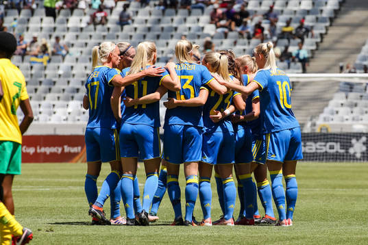 Sveriges spelare jublar
