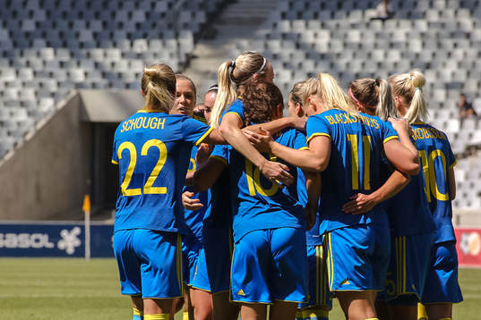 Sveriges spelare jublar