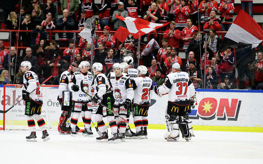 Malmö Redhawks spelare jublar