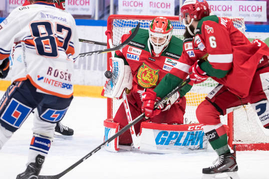 Moras målvakt Christian Engstrand  i ishockeymatchen i SHL