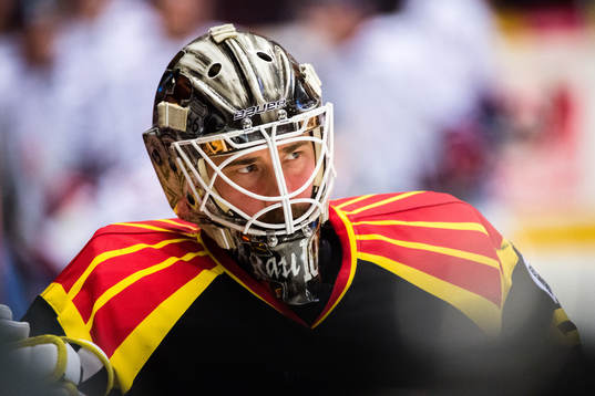 Brynäs målvakt David Rautio före ishockeymatchen i SHL