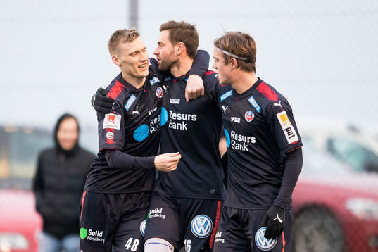 Helsingborgs Andri Runar Bjarnason, Mikael Dahlberg och