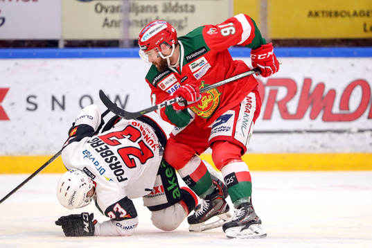 Moras Jacob Lagacé och Malmö Redhawks Christoffer Forsberg