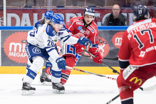 Leksands Patrik Norén och Västerviks Joakim Englund  i