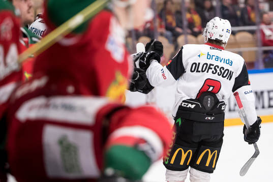 Malmö Redhawks Johan Olofsson jublar i ishockeymatchen i