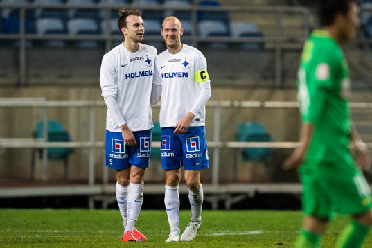 Norrköpings Lars Krogh Gerson och Andreas Johansson jublar
