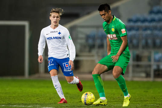 Norrköpings Arnór Sigurdsson och Beijing Sinobo Guoans