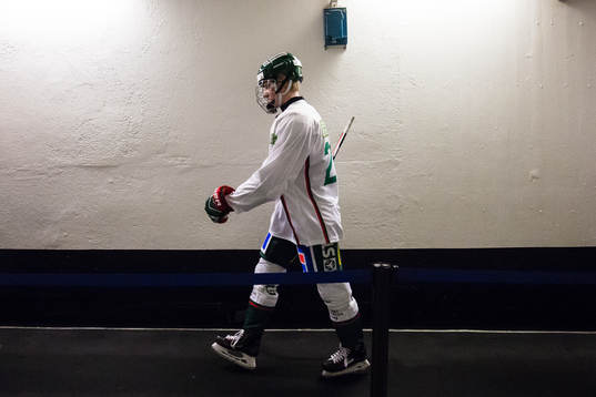 Frölundas Rasmus Dahlin innan ishockeymatchen i SHL mellan