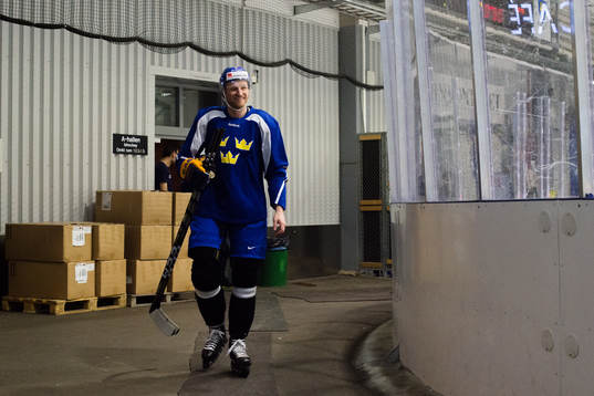 Staffan Kronwall före  Sveriges ishockeylandslags träning