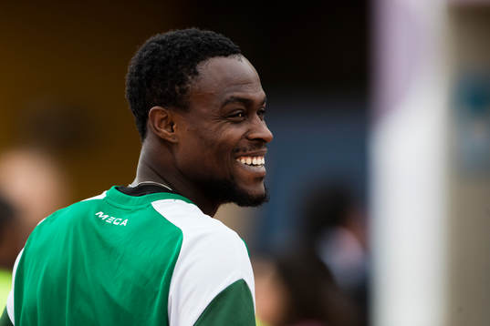 Hammarbys Gershon Koffie innan en träningsmatch i fotboll