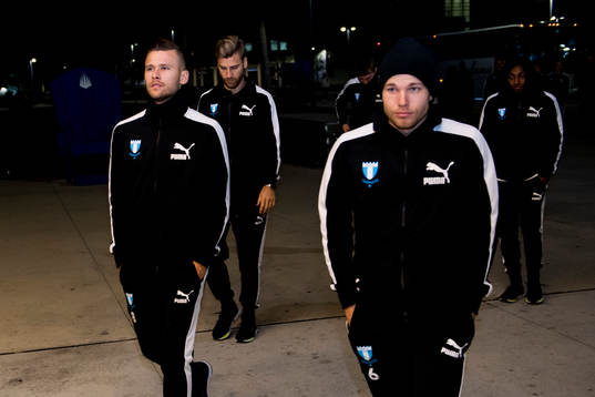 Malmö FFs Arnór Ingvi Traustasonm Rasmus Bengtsson och