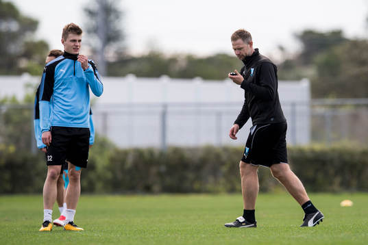 Malmö FFs Mattias Svanberg och tränare Magnus Pehrsson