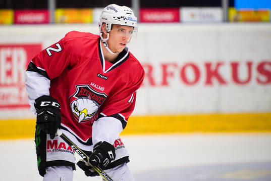 Malmö Redhawks Matias Lassen före ishockeymatchen i SHL