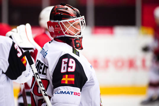 Malmö Redhawks målvakt Oscar Alsenfelt före