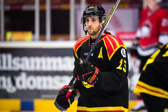 Brynäs Ryan Gunderson före ishockeymatchen i SHL mellan